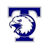 Navy and white eagle head logo with letter T design, depicting fierce eagle in profile within T-shaped emblem