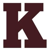 Large dark brown letter K with bold serif font style